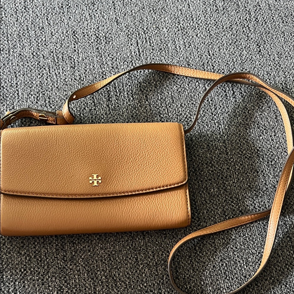 Tory Burch Camel Leather Crossbody Bag